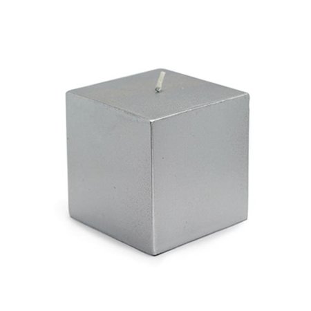 ZEST CANDLE Zest Candle CPZ-136-12 3 x 3 in. Metallic Silver Square Pillar Candles -12pcs-Case- Bulk CPZ-136_12